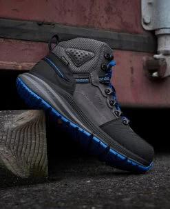 Keen Men's Red Hook Waterproof Boot (Carbon-Fiber Toe) | Steel Grey/Bright Cobalt -Shoes Haven Shop SDD 604 RedHook 1024577 Left Image